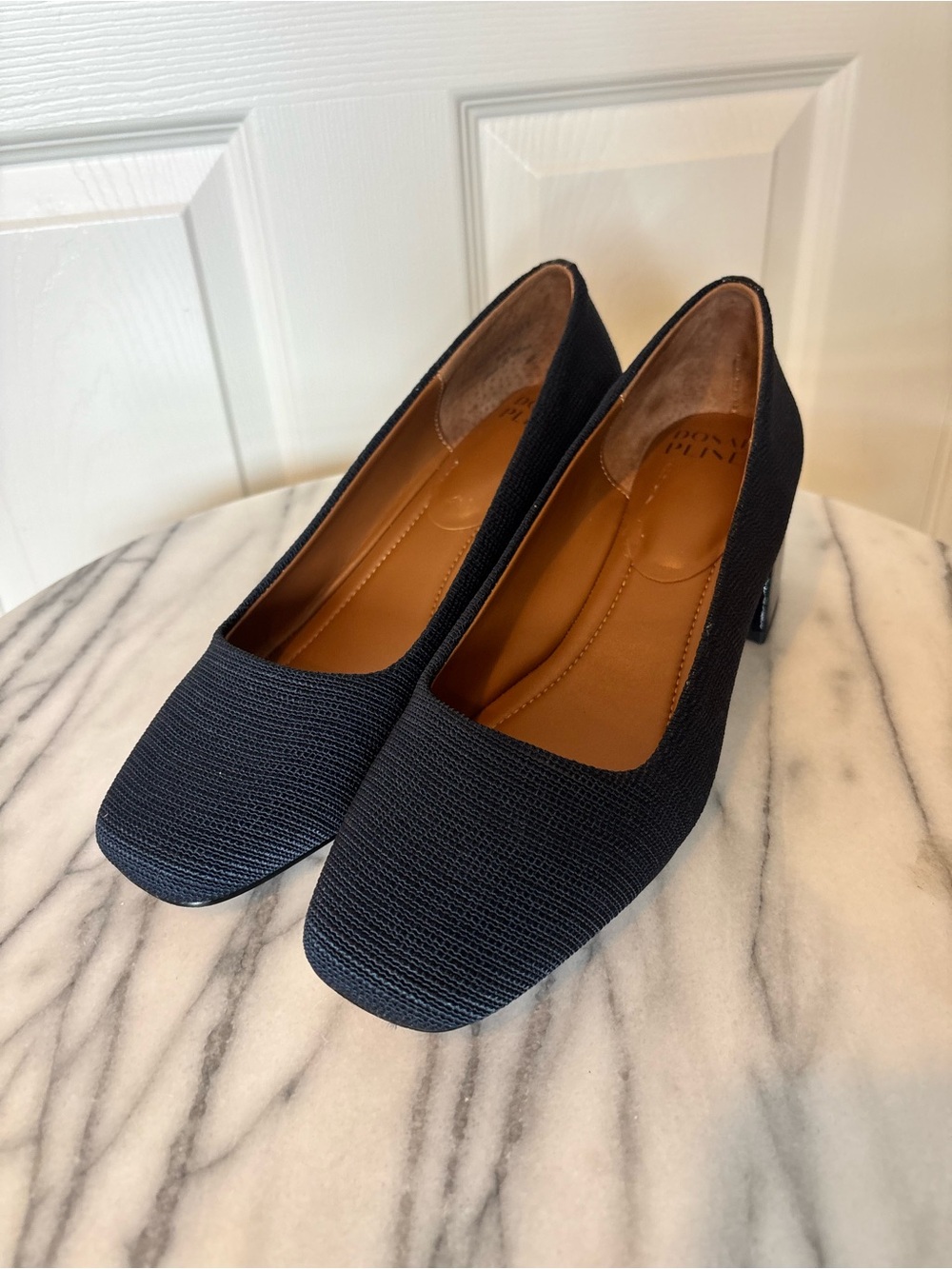Donald J. Pliner Black Textured Block Heel Pumps